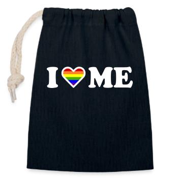 I love me - Verschließbarer Geschenkbeutel aus Baumwolle (14x20cm) - Navy - Vorne
