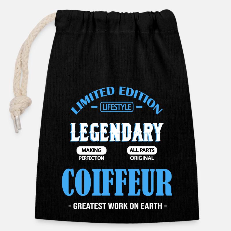 COIFFEUR - Sac cadeau en coton avec cordon (14 x 20 cm) - noir