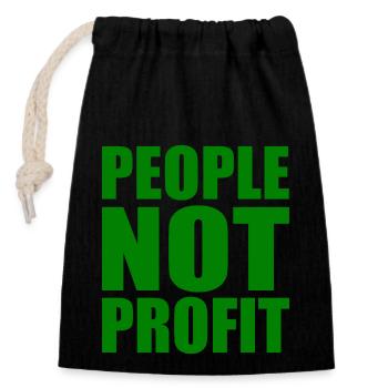 People not profit - Closable cotton gift bag (14x20cm) - black - Front