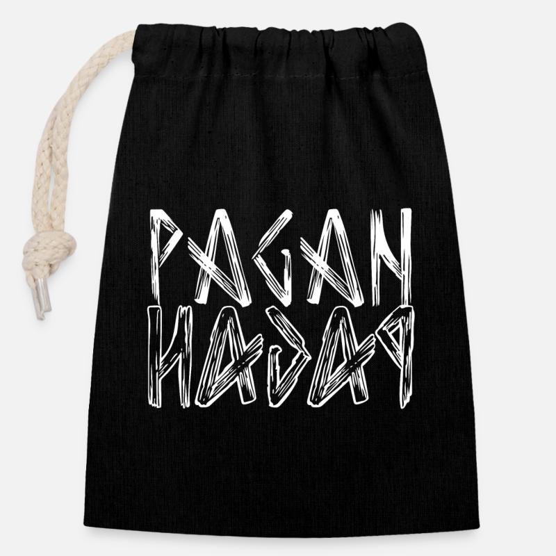 Pagan lettering logo - Closable cotton gift bag (14x20cm) - black