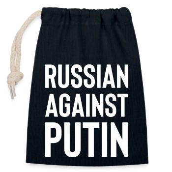 Russian against Putin white - Verschließbarer Geschenkbeutel aus Baumwolle (14x20cm) - Navy - Vorne