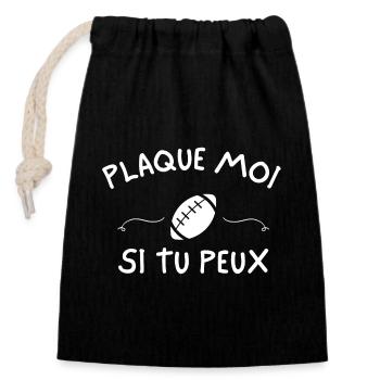 Rugby, rugby sport, rugby humour - Sac cadeau en coton avec cordon (14 x 20 cm) - noir - Devant