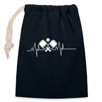 Pickle Ball Heartbeat - Closable cotton gift bag (14x20cm) - navy - Front