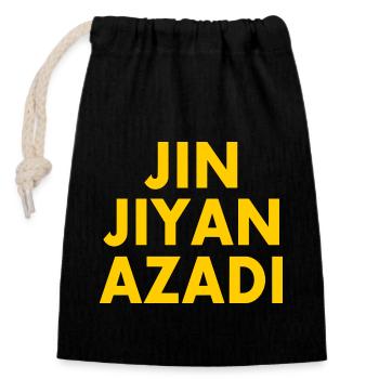 jin jiyan azadi - Closable cotton gift bag (14x20cm) - black - Front