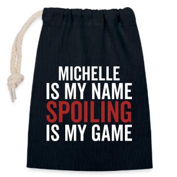 Michelle ist mein Name Verderben ist mein Spiel - Verschließbarer Geschenkbeutel aus Baumwolle (14x20cm) - Navy - Vorne