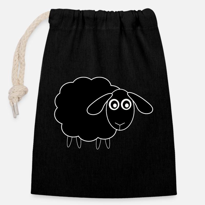 mouton mouton noir - Sac cadeau en coton avec cordon (14 x 20 cm) - noir