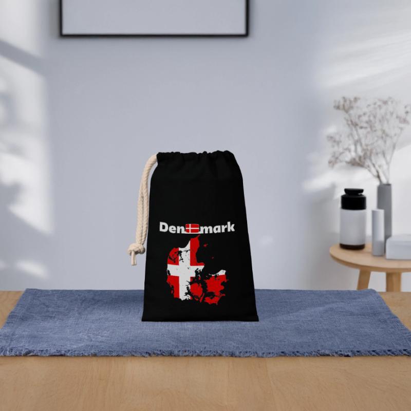 drapeau Danemark drapeau Danemark drapeau Danemark Sac cadeau en coton avec cordon (14 x 20 cm)