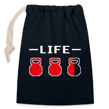 Kettlebell Life Pixelated Dark - Verschließbarer Geschenkbeutel aus Baumwolle (14x20cm) - Navy - Vorne