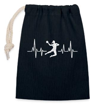 Handballerin Herzschlag Handball - Verschließbarer Geschenkbeutel aus Baumwolle (14x20cm) - Navy - Vorne