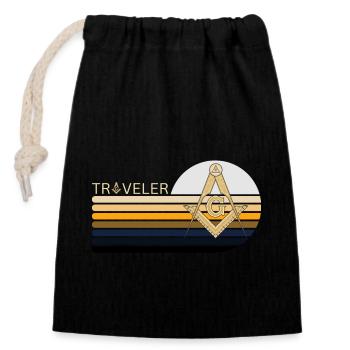 Freemasonry Freimaurer Travel Kompass - Verschließbarer Geschenkbeutel aus Baumwolle (14x20cm) - Schwarz - Vorne