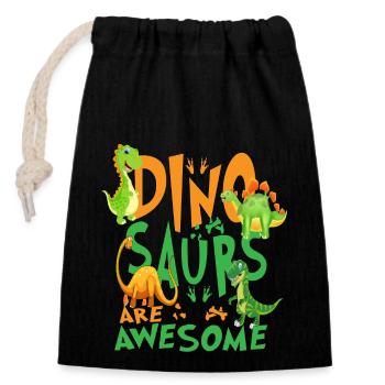 Dinosaur Kids T Shirt Design - Closable cotton gift bag (14x20cm) - black - Front