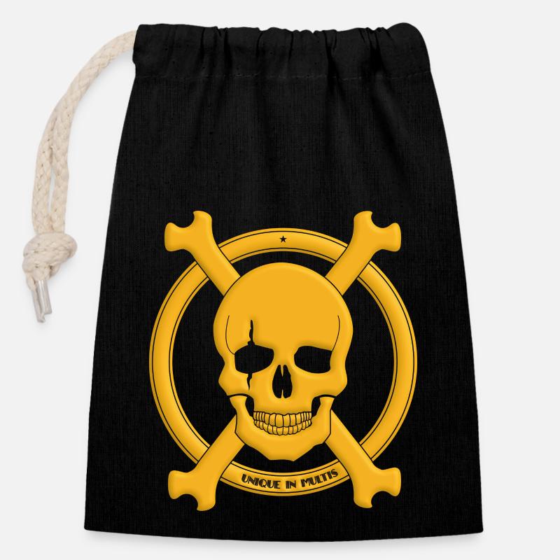Crâne de pirate - Sac cadeau en coton avec cordon (14 x 20 cm) - noir