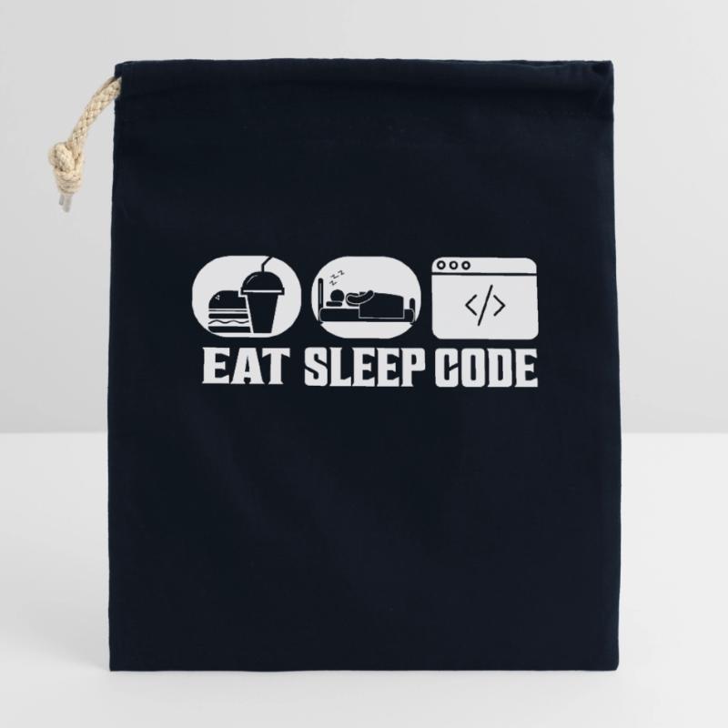 Eat Sleep Code Software Coding Verschließbarer Geschenkbeutel aus Baumwolle (14x20cm)