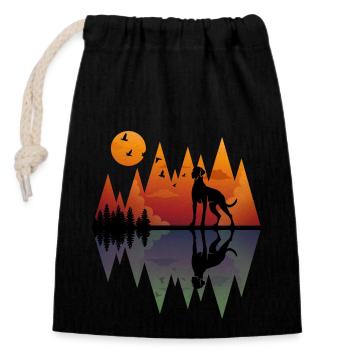 Mountain Great Dane - Closable cotton gift bag (14x20cm) - black - Front