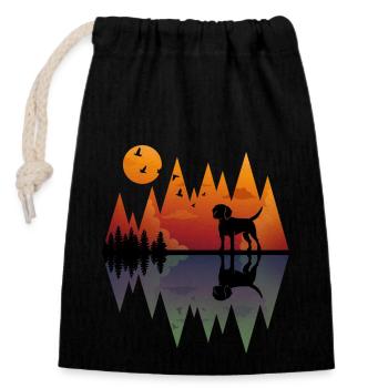 Chien beagle de montagne - Sac cadeau en coton avec cordon (14 x 20 cm) - noir - Devant