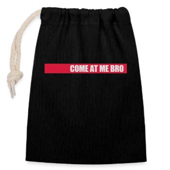 come at me bro - Closable cotton gift bag (14x20cm) - black - Front