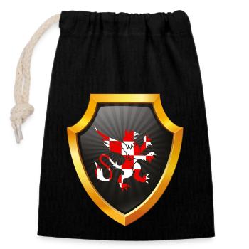 Logo du bouclier Emblème esports Sword Crest symbol lion - Sac cadeau en coton avec cordon (14 x 20 cm) - noir - Devant