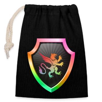 Logo du bouclier Emblème esports Sword Crest symbol lion - Sac cadeau en coton avec cordon (14 x 20 cm) - noir - Devant