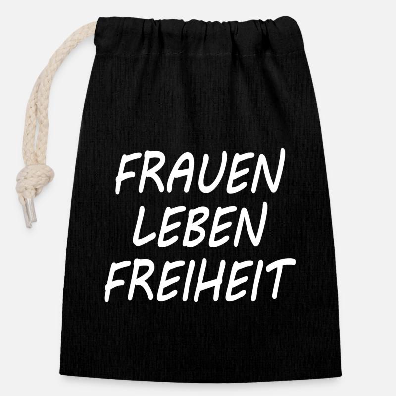 Frau leben freiheit - Verschließbarer Geschenkbeutel aus Baumwolle (14x20cm) - Schwarz