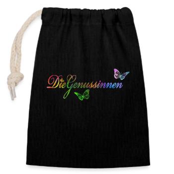 United colors of Genussin - Verschließbarer Geschenkbeutel aus Baumwolle (14x20cm) - Schwarz - Vorne