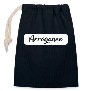 Arrogance Geschenk white - Verschließbarer Geschenkbeutel aus Baumwolle (14x20cm) - Navy - Vorne