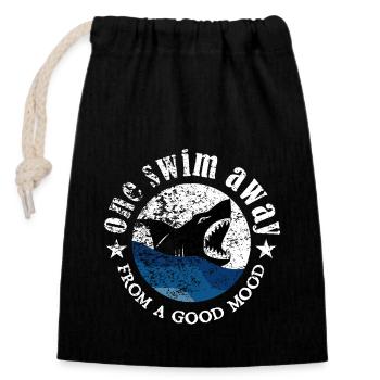 One Swim Away From A Good Mood | Vintage Hai - Verschließbarer Geschenkbeutel aus Baumwolle (14x20cm) - Schwarz - Vorne
