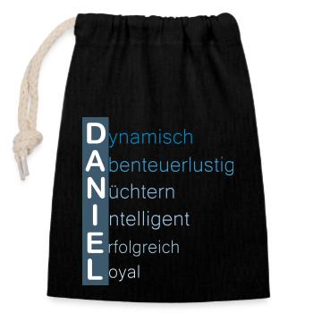 Daniel - Verschließbarer Geschenkbeutel aus Baumwolle (14x20cm) - Schwarz - Vorne