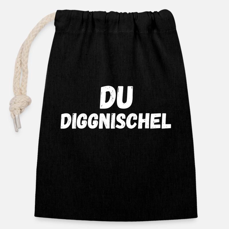 Du Dickkopf auf sächsisch - Verschließbarer Geschenkbeutel aus Baumwolle (14x20cm) - Schwarz