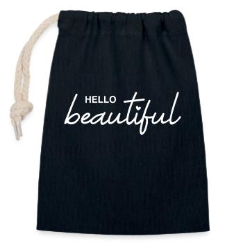 Hello beautiful - Closable cotton gift bag (14x20cm) - navy - Front