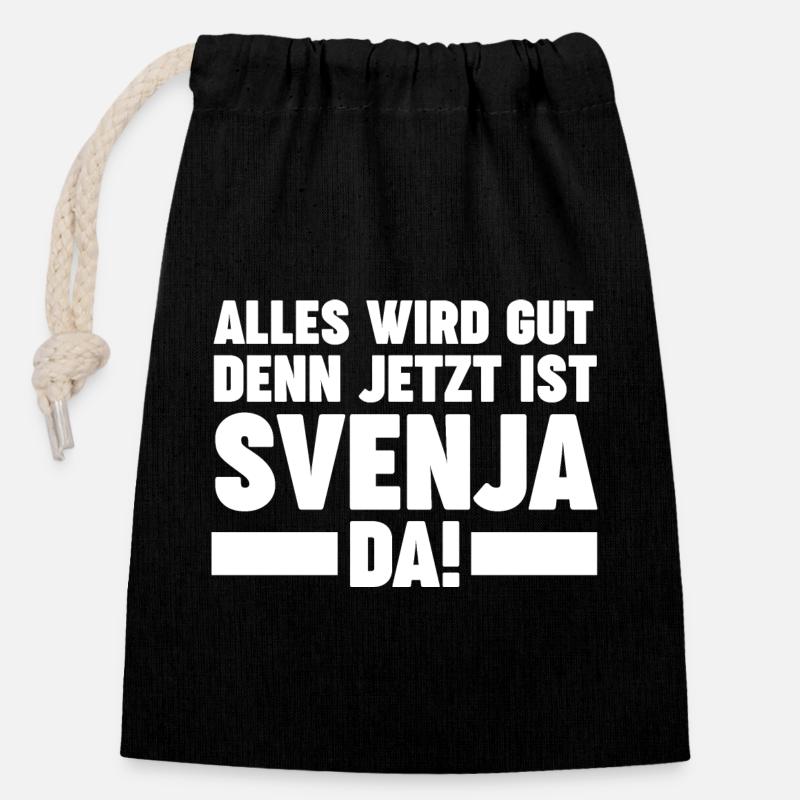 Svenja - Verschließbarer Geschenkbeutel aus Baumwolle (14x20cm) - Schwarz