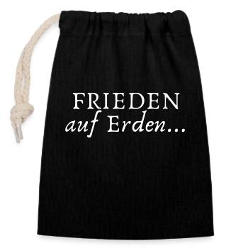 Frieden auf Erden - Verschließbarer Geschenkbeutel aus Baumwolle (14x20cm) - Schwarz - Vorne