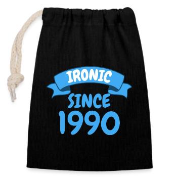 Ironique depuis 1990 Party Gift 33e anniversaire - Sac cadeau en coton avec cordon (14 x 20 cm) - noir - Devant