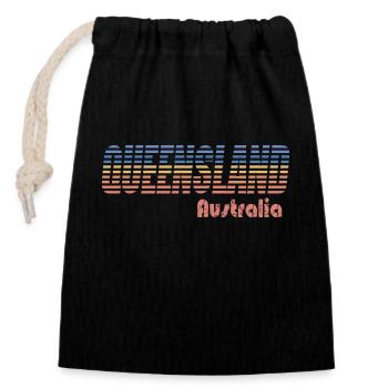QUEENSLAND - Australia - Closable cotton gift bag (14x20cm) - black - Front