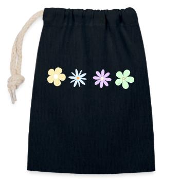 Minimalist flowers - Closable cotton gift bag (14x20cm) - navy - Front