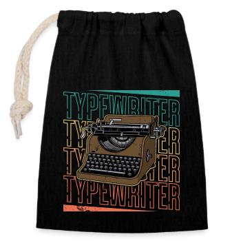 Écriture de livres Classique Roman Schreibmschine - Sac cadeau en coton avec cordon (14 x 20 cm) - noir - Devant