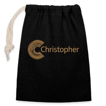 Für Christopher - Verschließbarer Geschenkbeutel aus Baumwolle (14x20cm) - Schwarz - Vorne