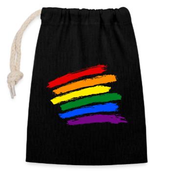 Rainbow Stripes - Closable cotton gift bag (14x20cm) - black - Front
