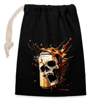 Explosion de bière Skull - Sac cadeau en coton avec cordon (14 x 20 cm) - noir - Devant