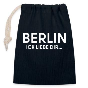 Berlin ick liebe dir - Verschließbarer Geschenkbeutel aus Baumwolle (14x20cm) - Navy - Vorne