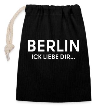 Berlin ick liebe dir - Verschließbarer Geschenkbeutel aus Baumwolle (14x20cm) - Schwarz - Vorne