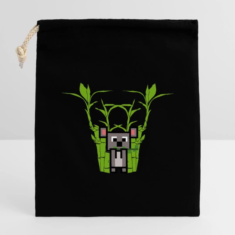 Koala eats Bamboo Closable cotton gift bag (14x20cm)
