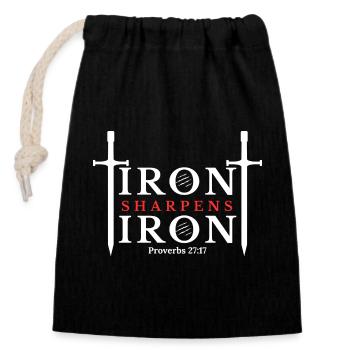 Iron Sharpens Iron - Proverbs 27:17 Apparel - Closable cotton gift bag (14x20cm) - black - Front