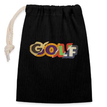 Golf Golfing Golfer Golfer Sport Hobby Vintage - Closable cotton gift bag (14x20cm) - black - Front