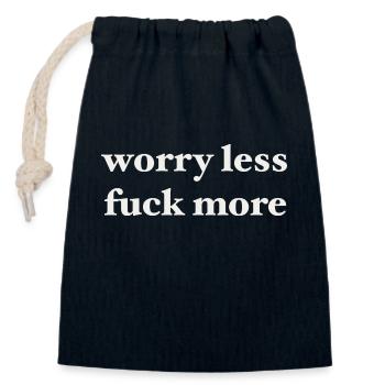 worry less - Closable cotton gift bag (14x20cm) - navy - Front