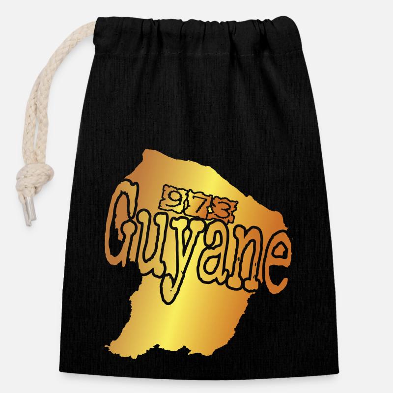 Belle idee cadeau pour Guyanais carte de la Guyane - Sac cadeau en coton avec cordon (14 x 20 cm) - noir