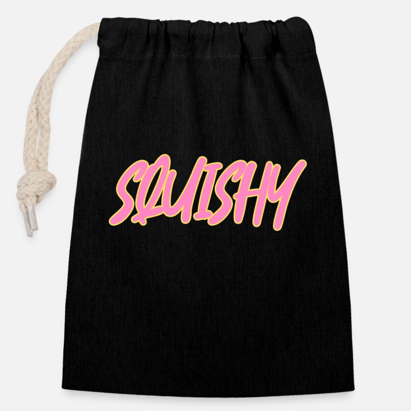 Squishy - Closable cotton gift bag (14x20cm) - black
