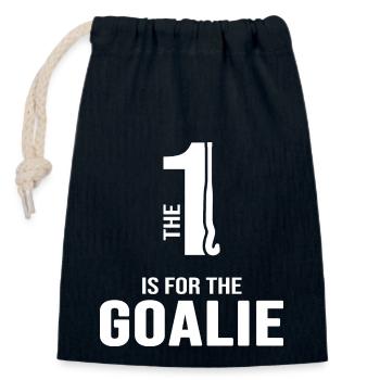 Hockey sur gazon, hockey gardien de but, hockey-gardien de but - Sac cadeau en coton avec cordon (14 x 20 cm) - bleu marine - Devant