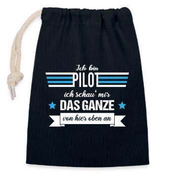 Ich bin Pilot ich schau mir das Ganze von oben an - Verschließbarer Geschenkbeutel aus Baumwolle (14x20cm) - Navy - Vorne