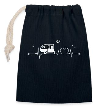 Joyeux battement de cœur de campeur - Sac cadeau en coton avec cordon (14 x 20 cm) - bleu marine - Devant
