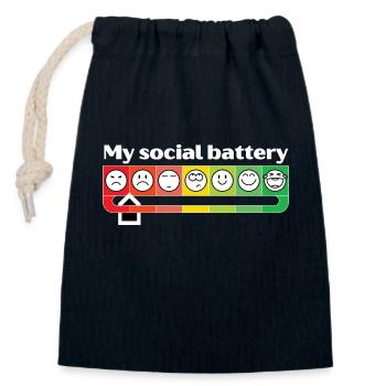 My social battery - Closable cotton gift bag (14x20cm) - navy - Front